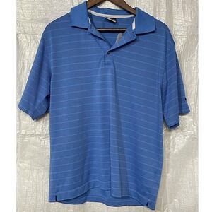 Nike Golf Polo Shirt Dri-FIT Striped Athletic Training‎ Blue Mens Size M